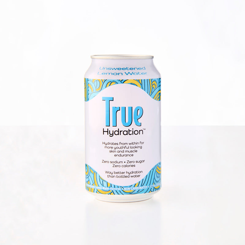 True Hydration Front of Can Unsweetened Lemon Water